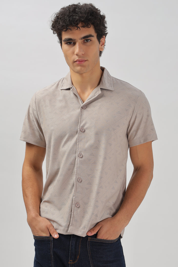 Geometric Textured Short-Sleeve Shirt