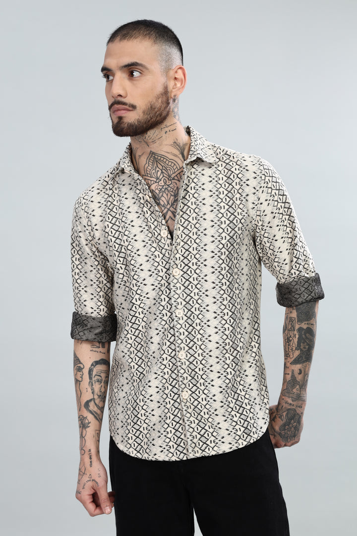 Ivory Tribal Textured Shirt