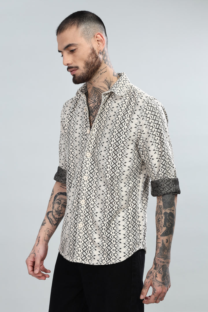 Ivory Tribal Textured Shirt