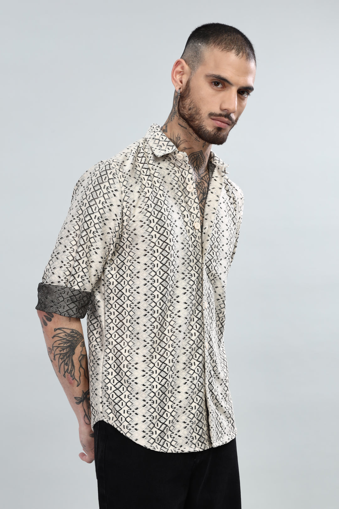 Ivory Tribal Textured Shirt