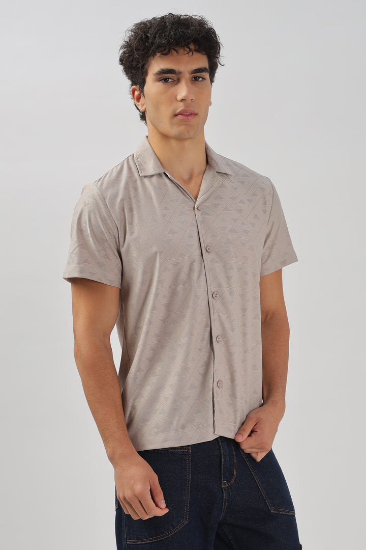 Geometric Textured Short-Sleeve Shirt