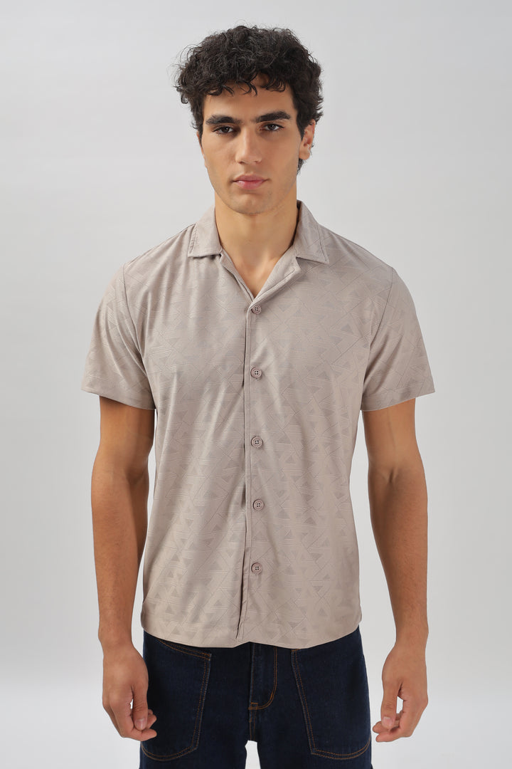 Geometric Textured Short-Sleeve Shirt