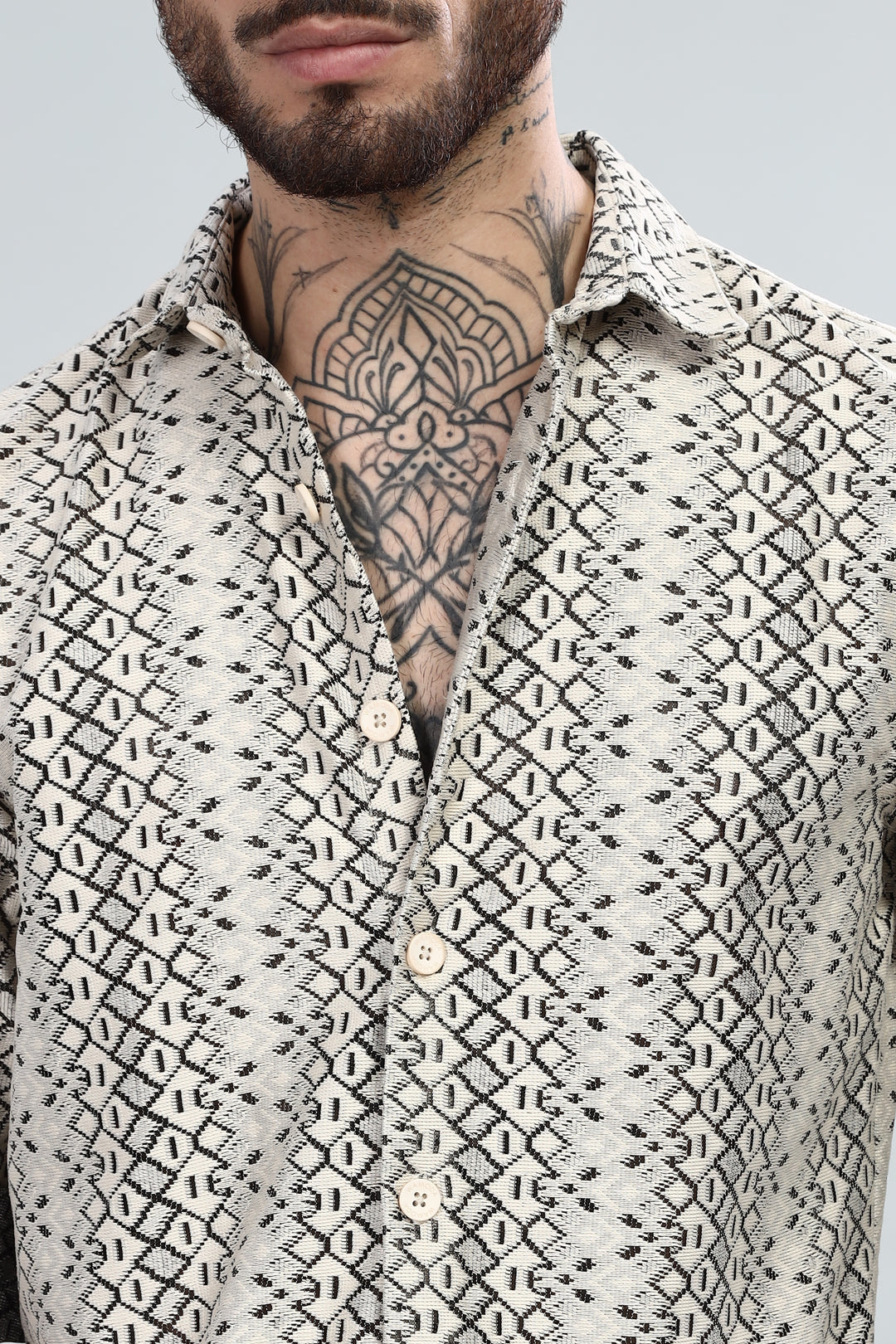Ivory Tribal Textured Shirt