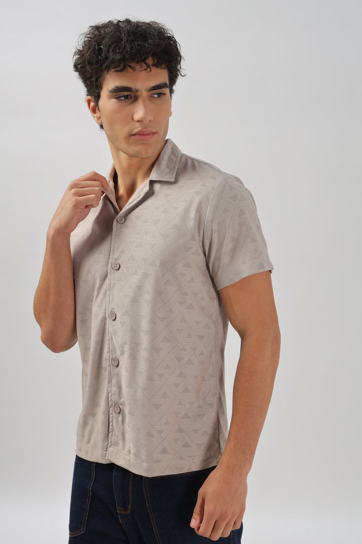 Geometric Textured Short-Sleeve Shirt