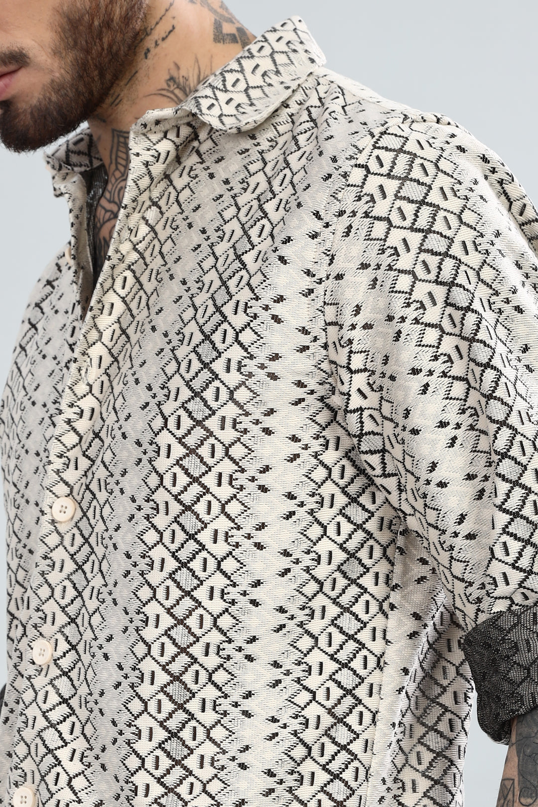 Ivory Tribal Textured Shirt