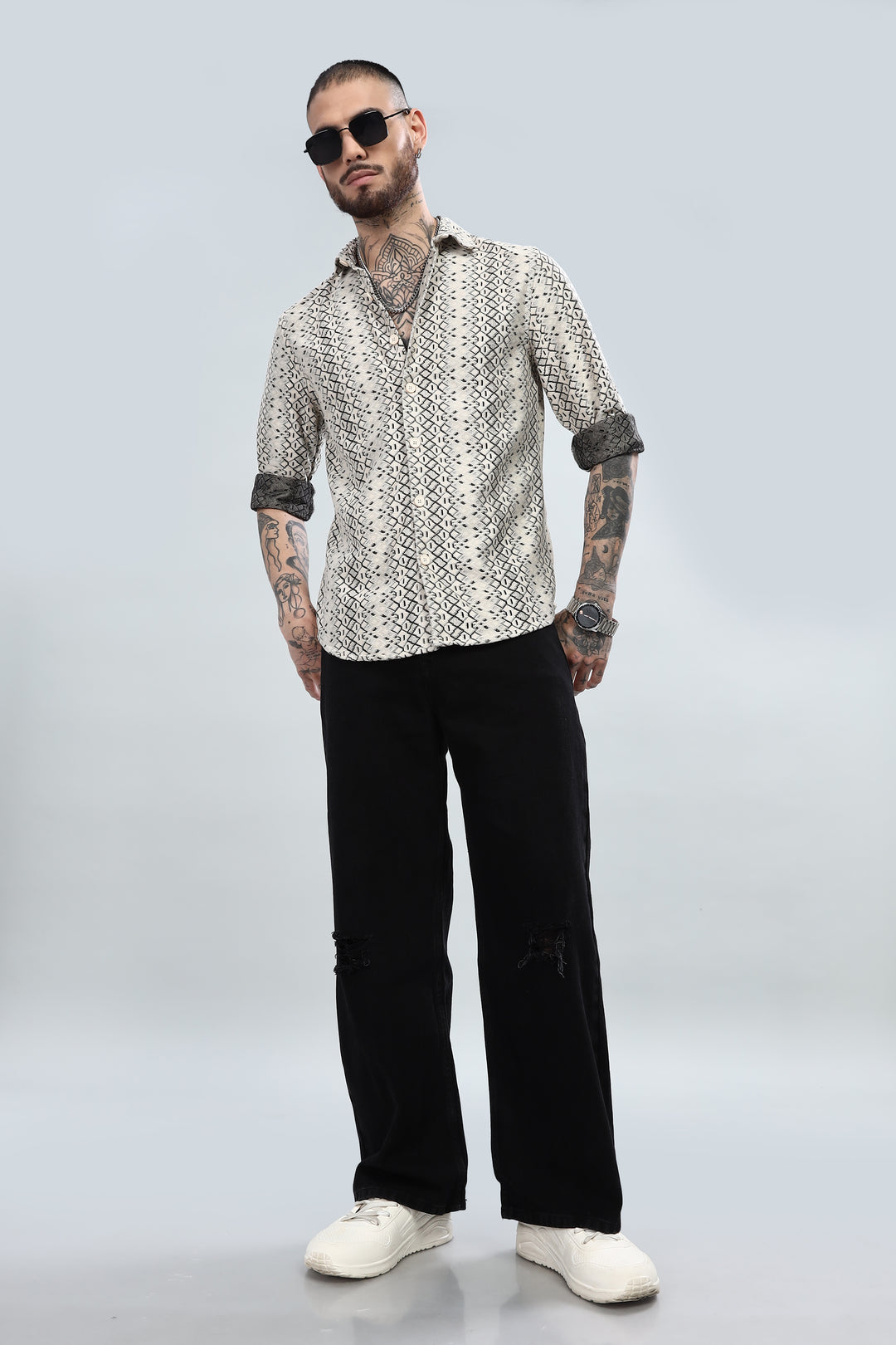 Ivory Tribal Textured Shirt