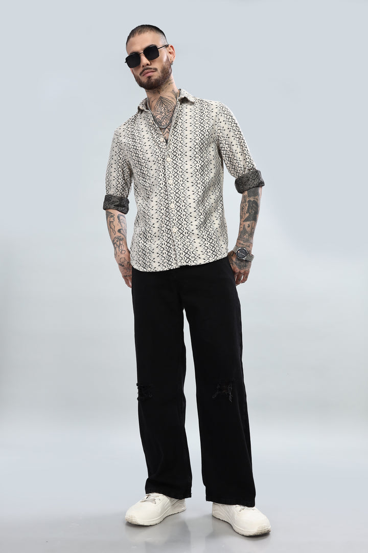Ivory Tribal Textured Shirt