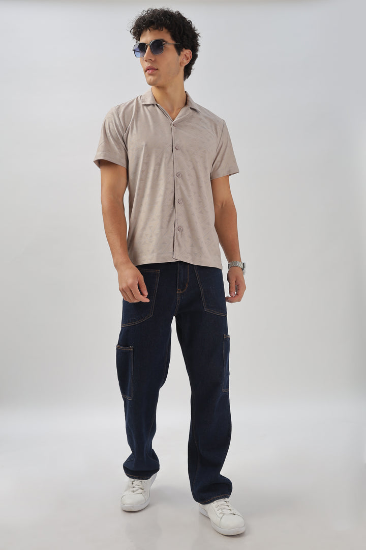 Geometric Textured Short-Sleeve Shirt