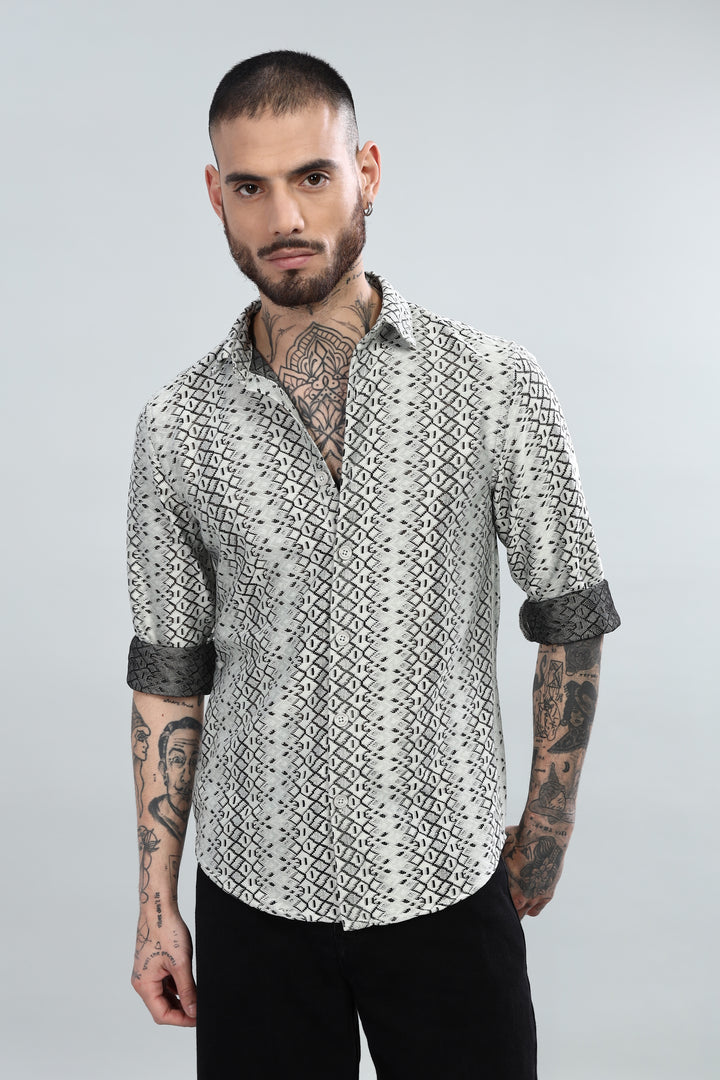 Monochrome Tribal Textured Shirt