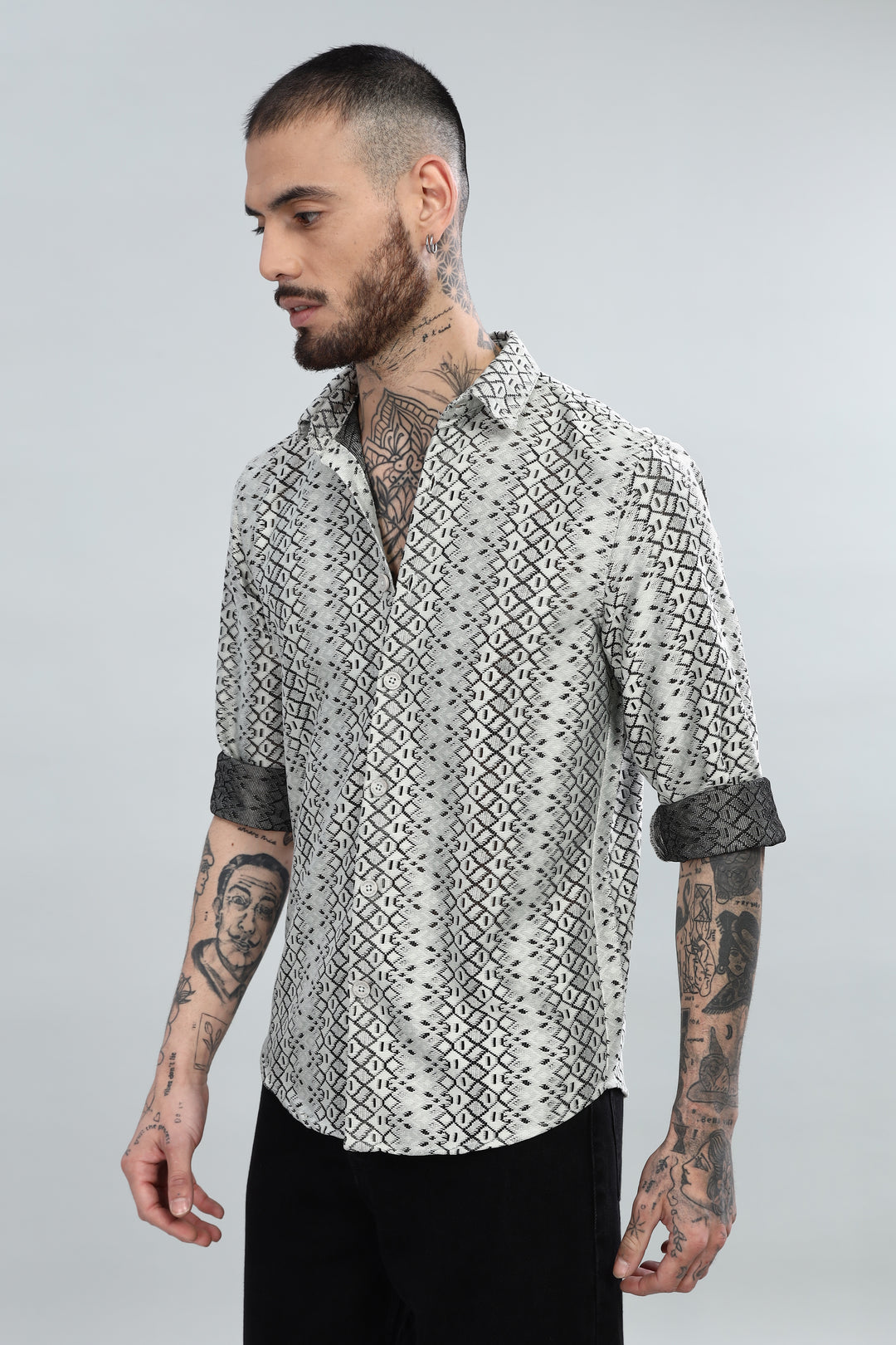 Monochrome Tribal Textured Shirt
