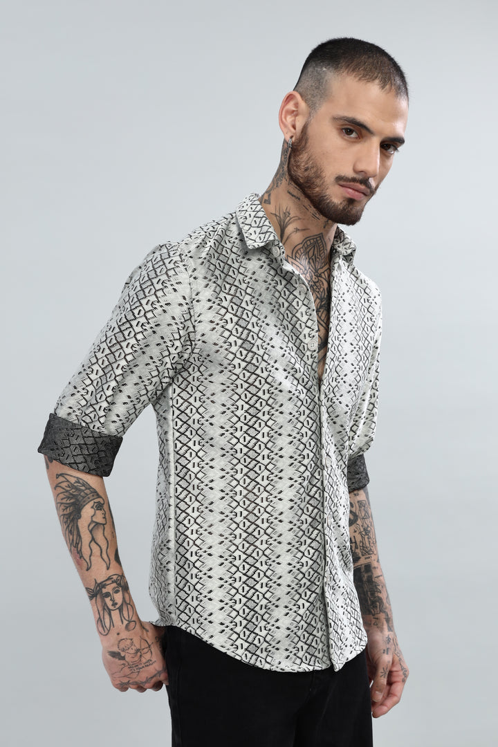 Monochrome Tribal Textured Shirt