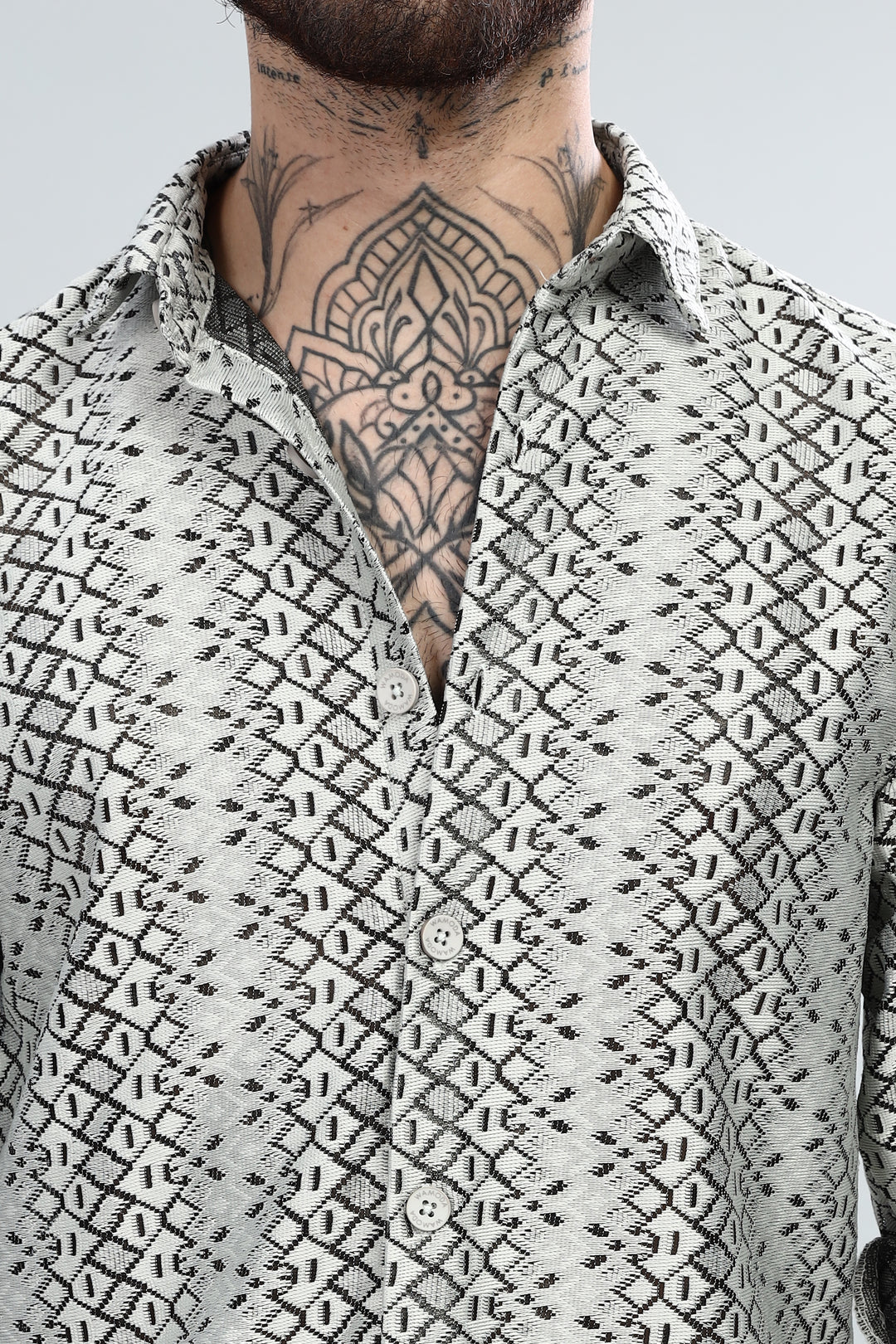 Monochrome Tribal Textured Shirt