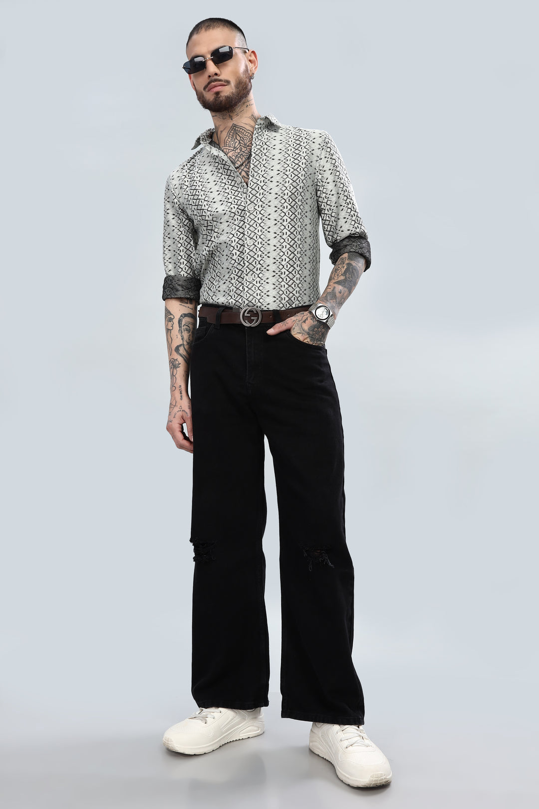 Monochrome Tribal Textured Shirt