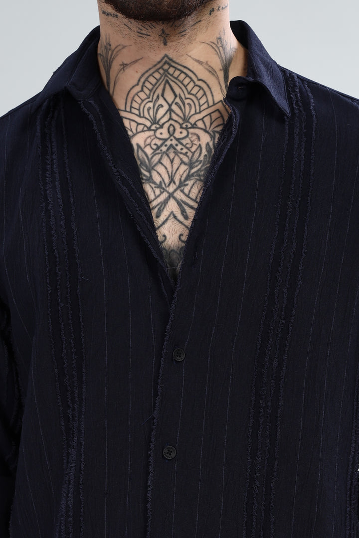 Midnight Textured Striped Shirt