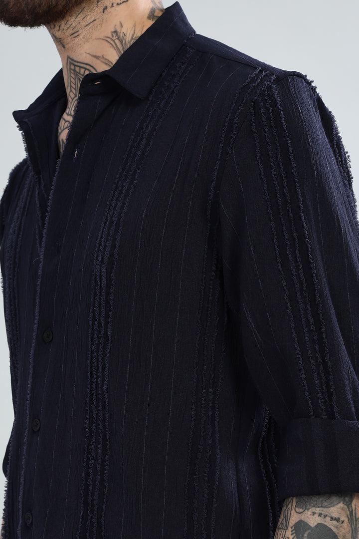 Midnight Textured Striped Shirt