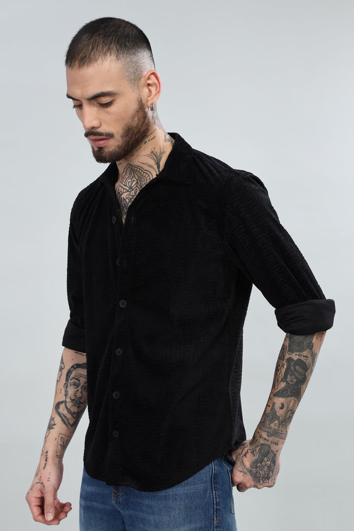 Black Velvet Textured Shirt