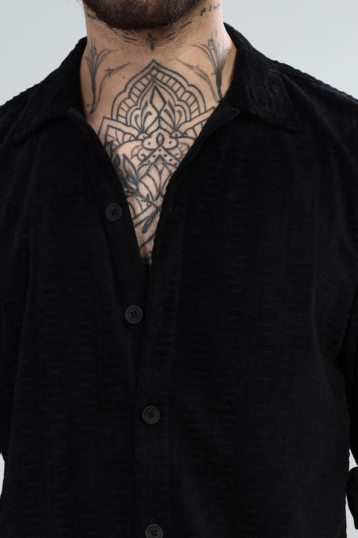 Black Velvet Textured Shirt