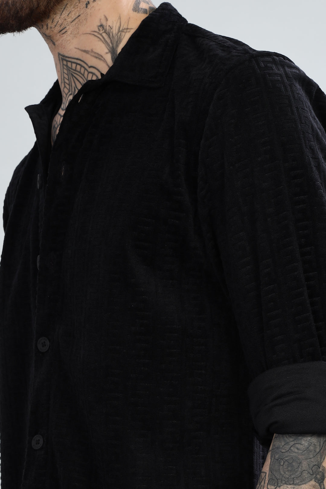 Black Velvet Textured Shirt