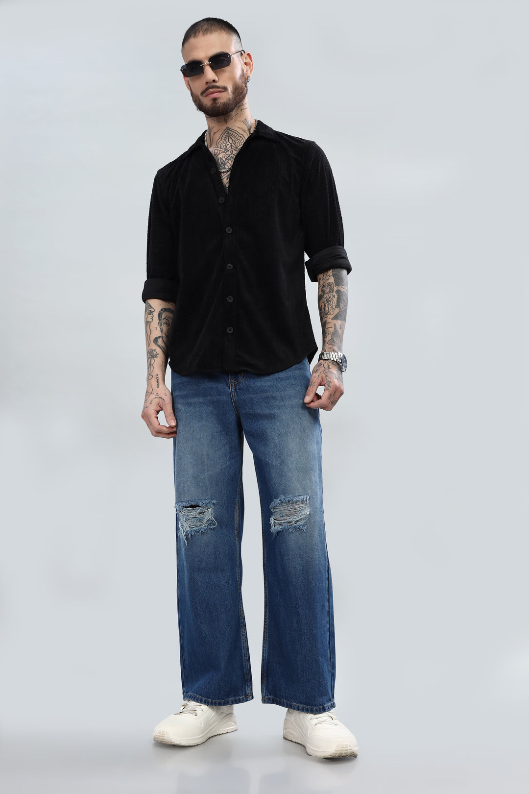 Black Velvet Textured Shirt
