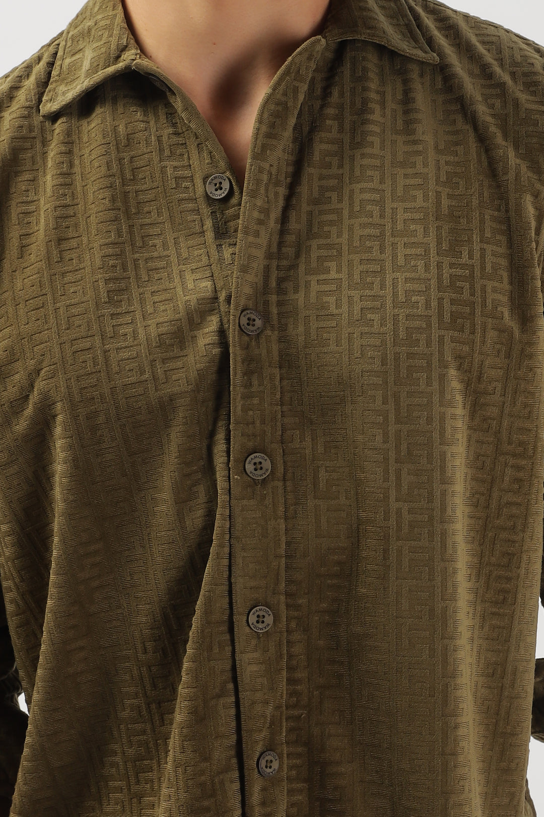 Olive Textured Long Sleeve Shirt