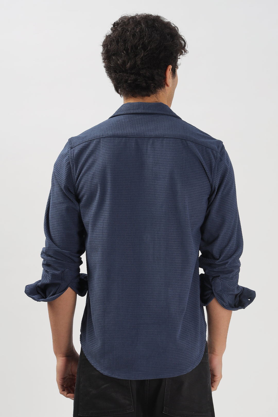 Navy Textured Long Sleeve Shirt