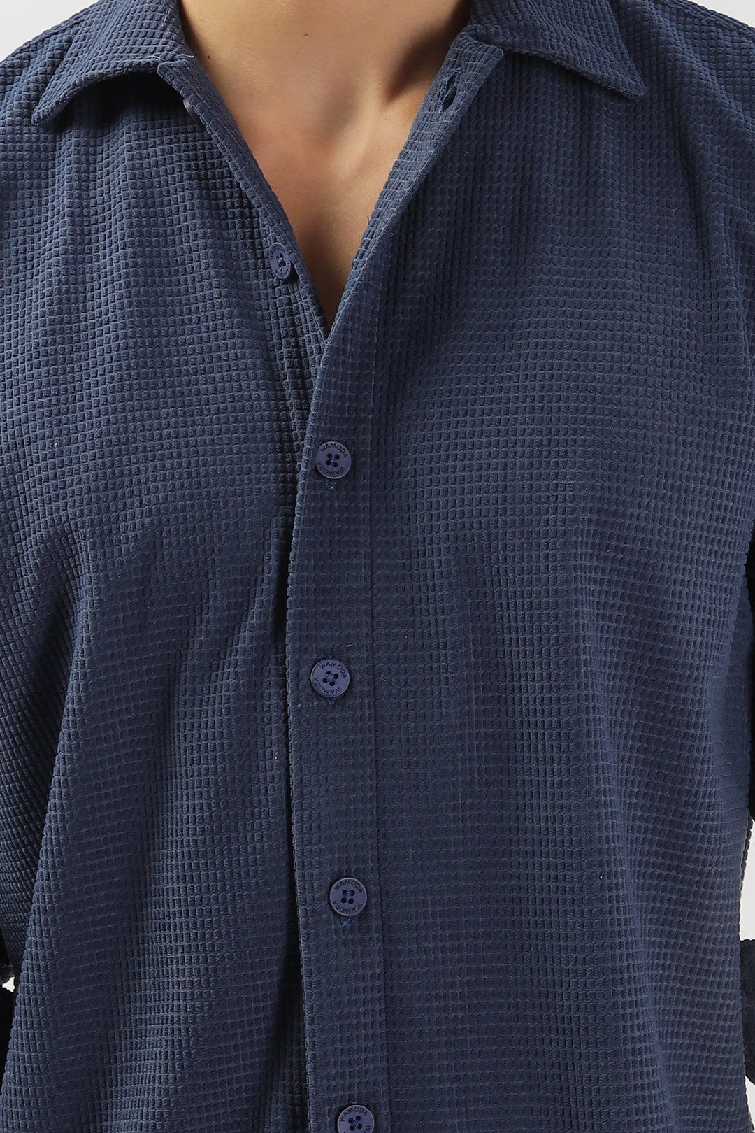 Navy Textured Long Sleeve Shirt