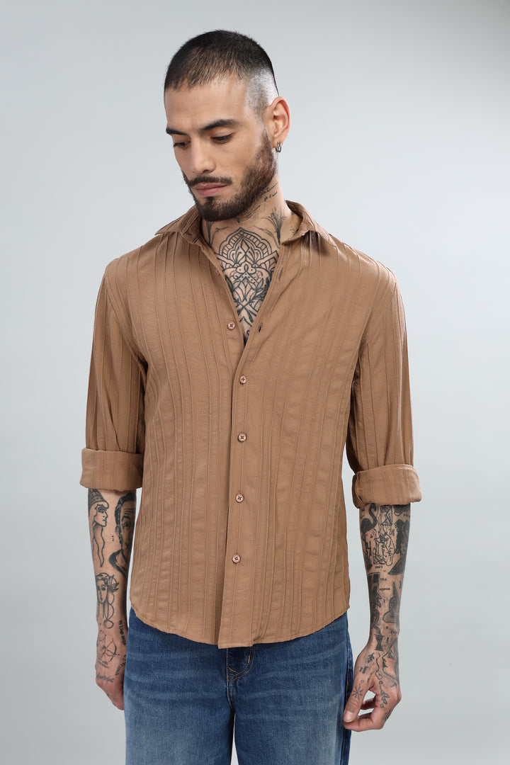 Textured Tan Brown Shirt