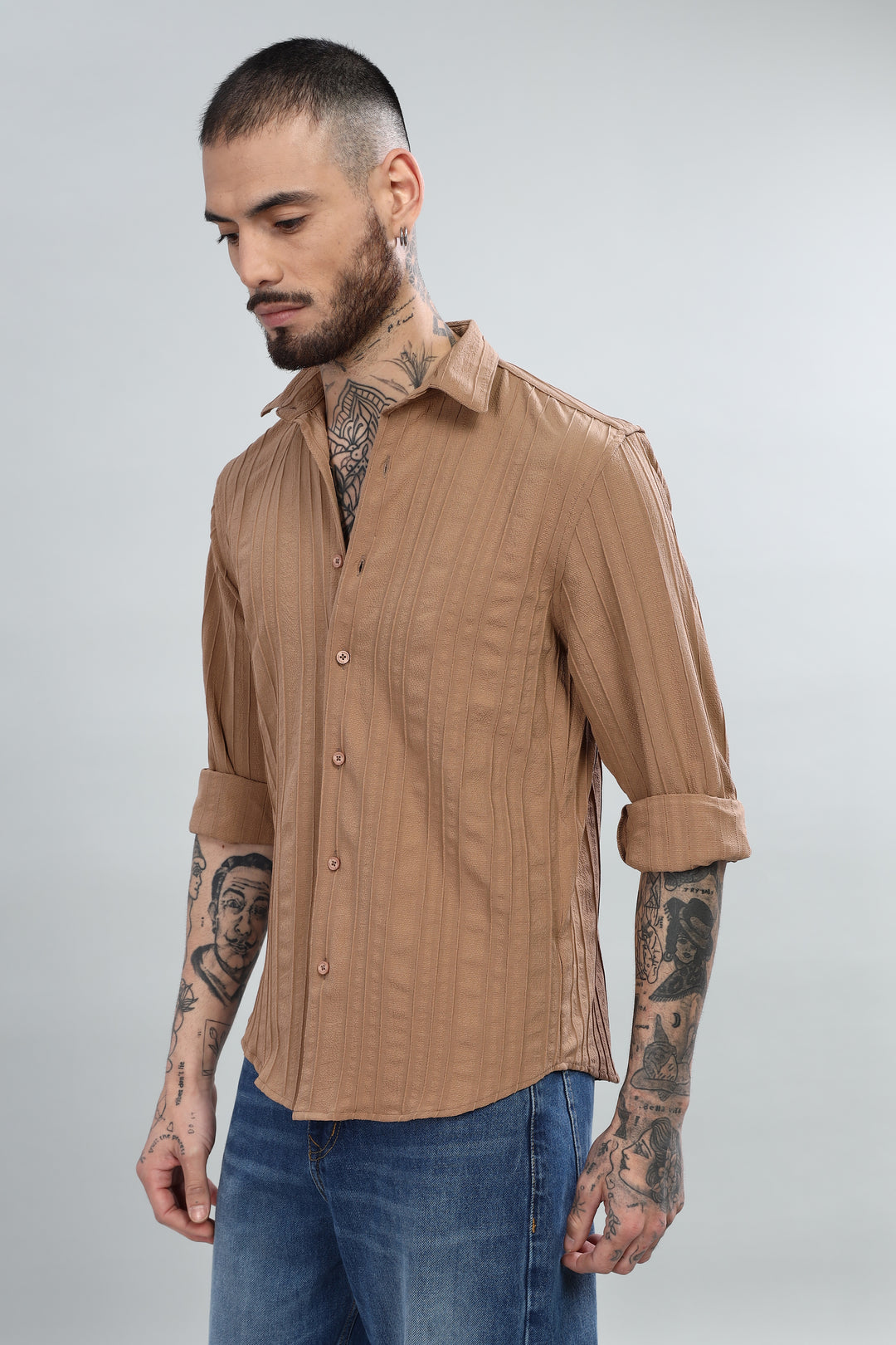 Textured Tan Brown Shirt