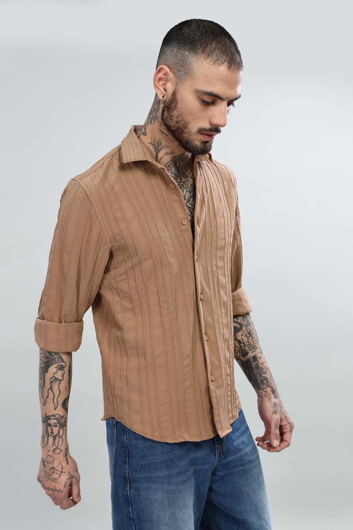 Textured Tan Brown Shirt