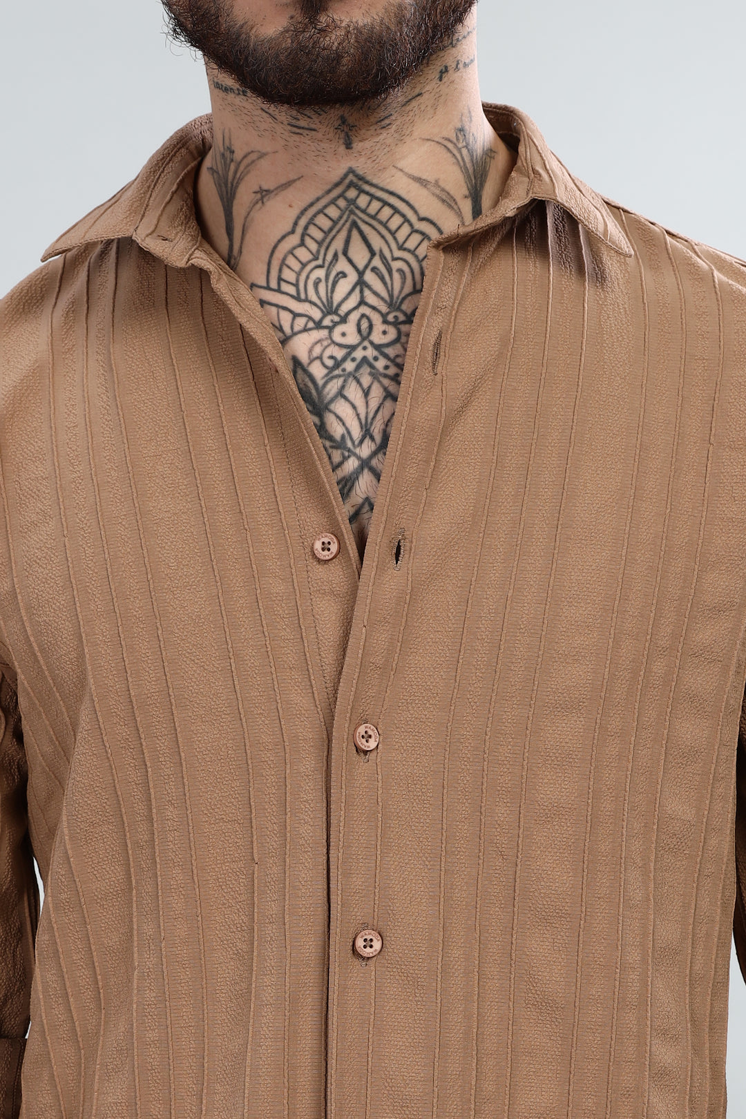 Textured Tan Brown Shirt
