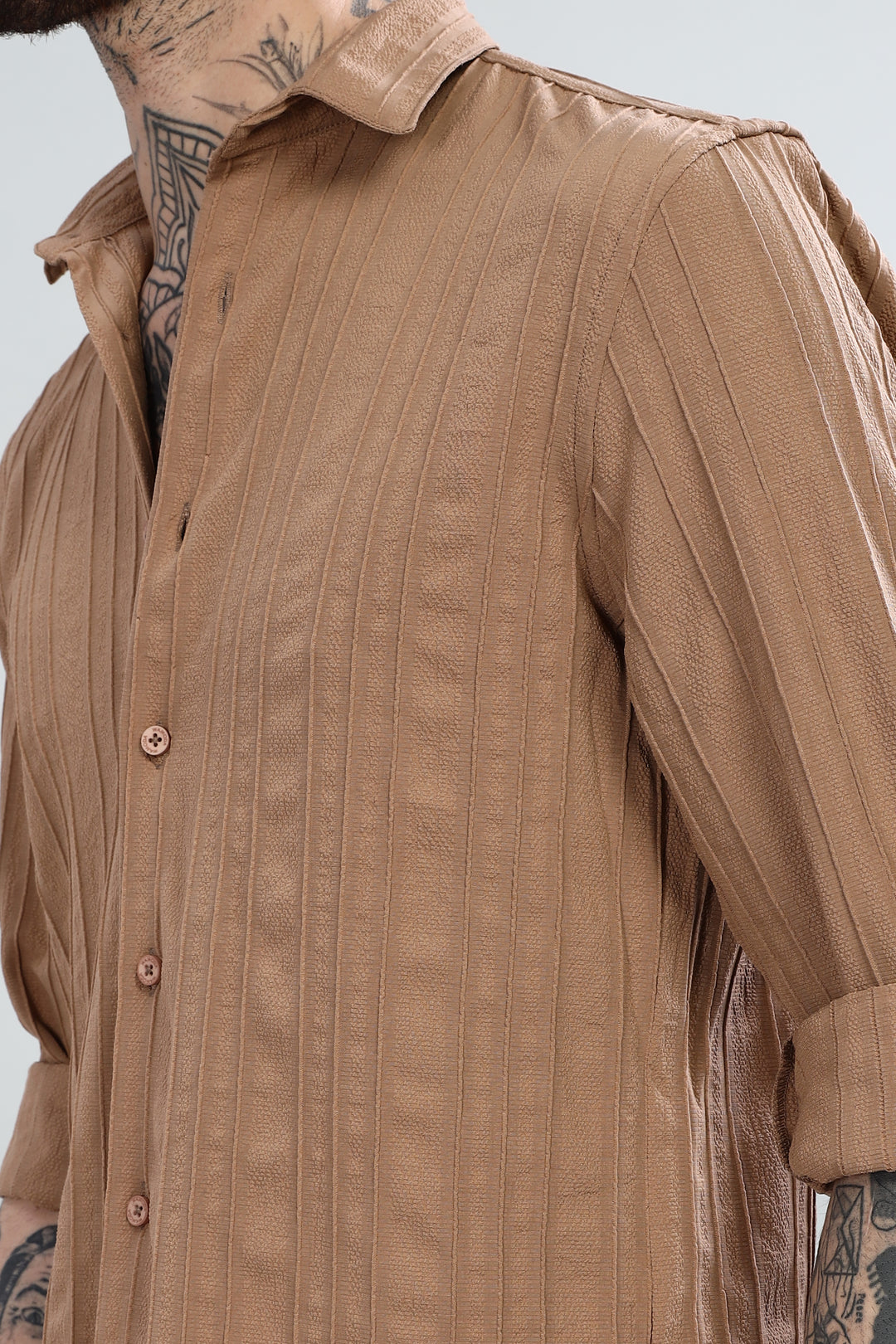 Textured Tan Brown Shirt