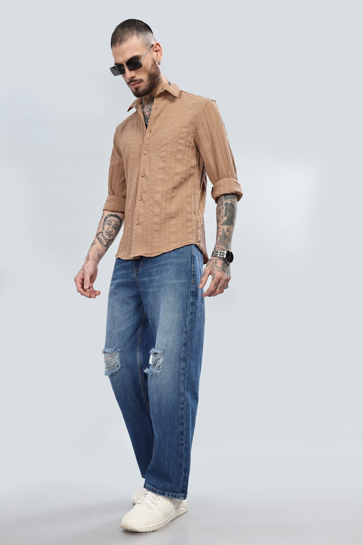 Textured Tan Brown Shirt