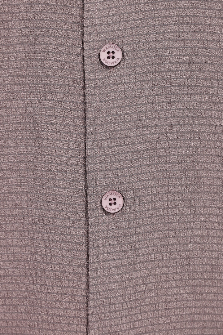 Mauve Textured Cuban Collar Shirt