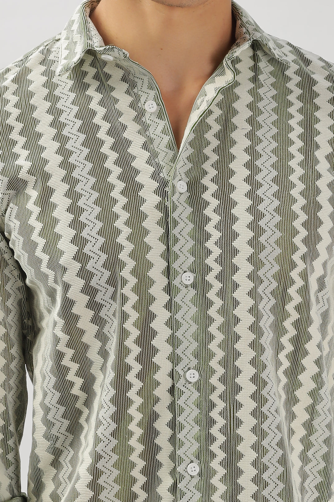 Olive Patterned Textured Shirt