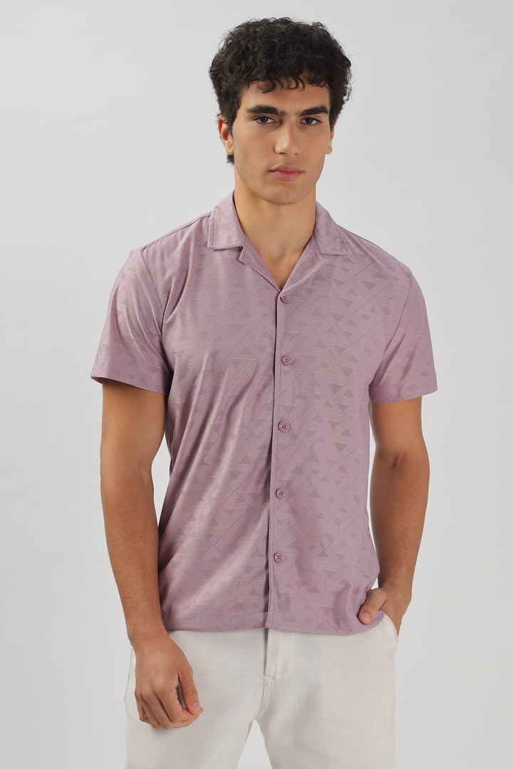 Dusty Lilac Textured Short-Sleeve Shirt