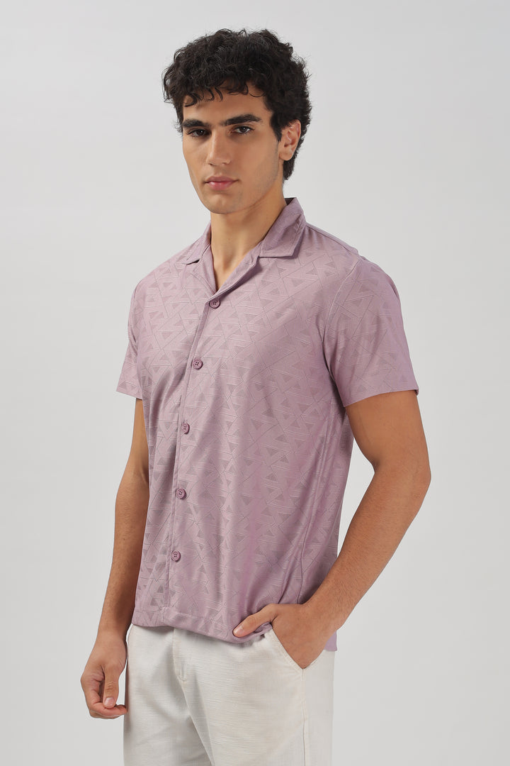Dusty Lilac Textured Short-Sleeve Shirt