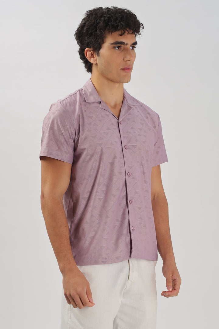 Dusty Lilac Textured Short-Sleeve Shirt