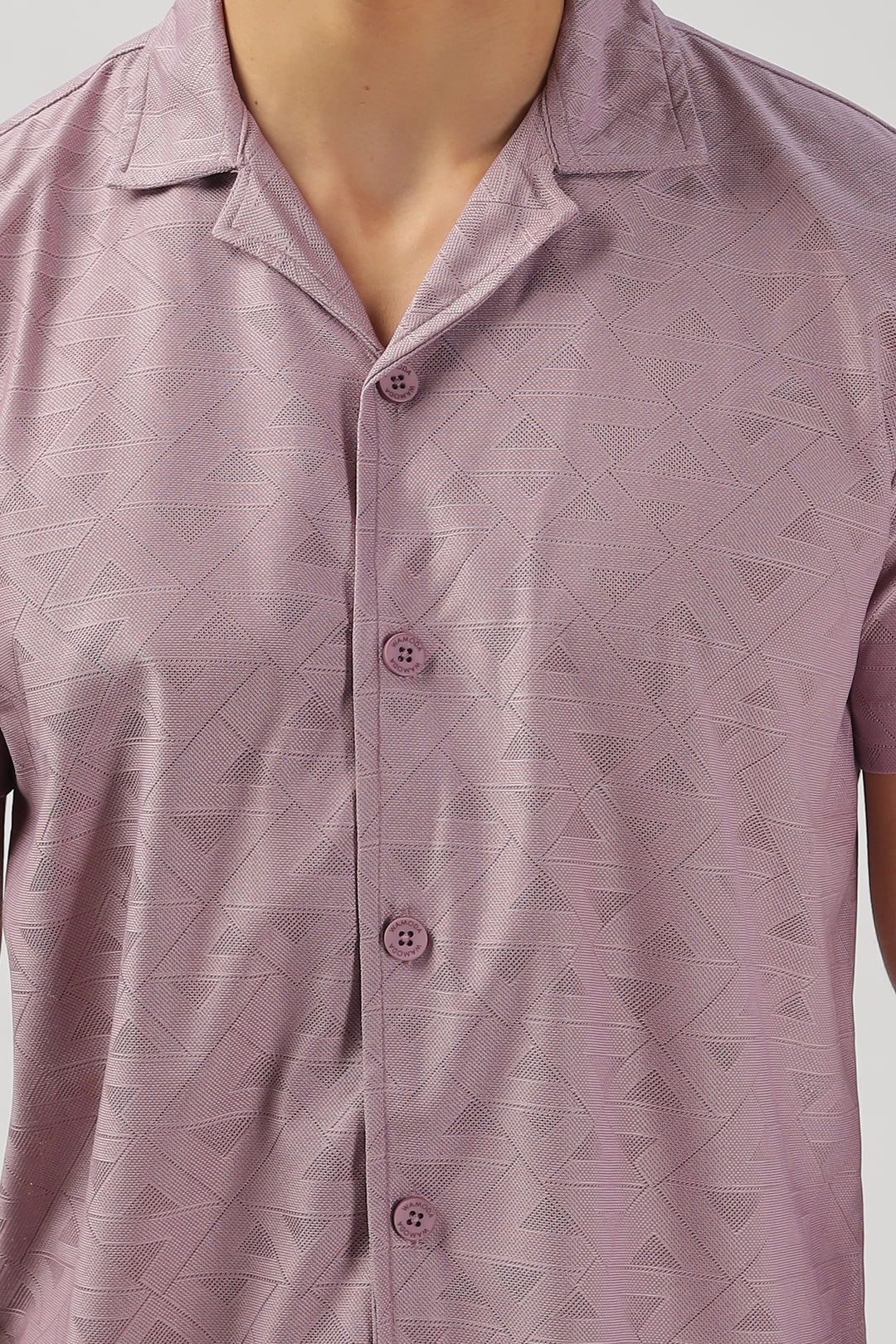 Dusty Lilac Textured Short-Sleeve Shirt