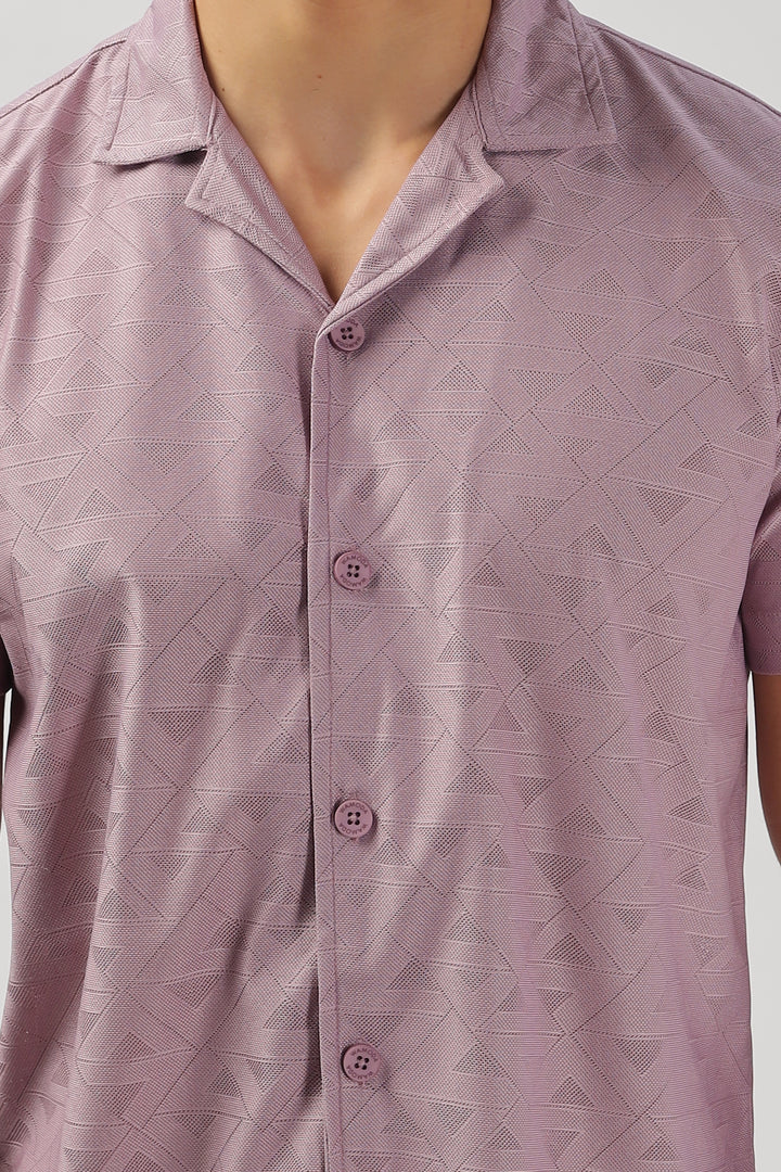Dusty Lilac Textured Short-Sleeve Shirt