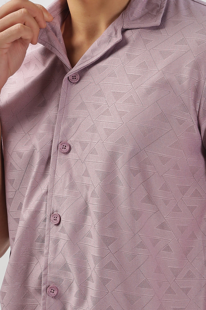Dusty Lilac Textured Short-Sleeve Shirt