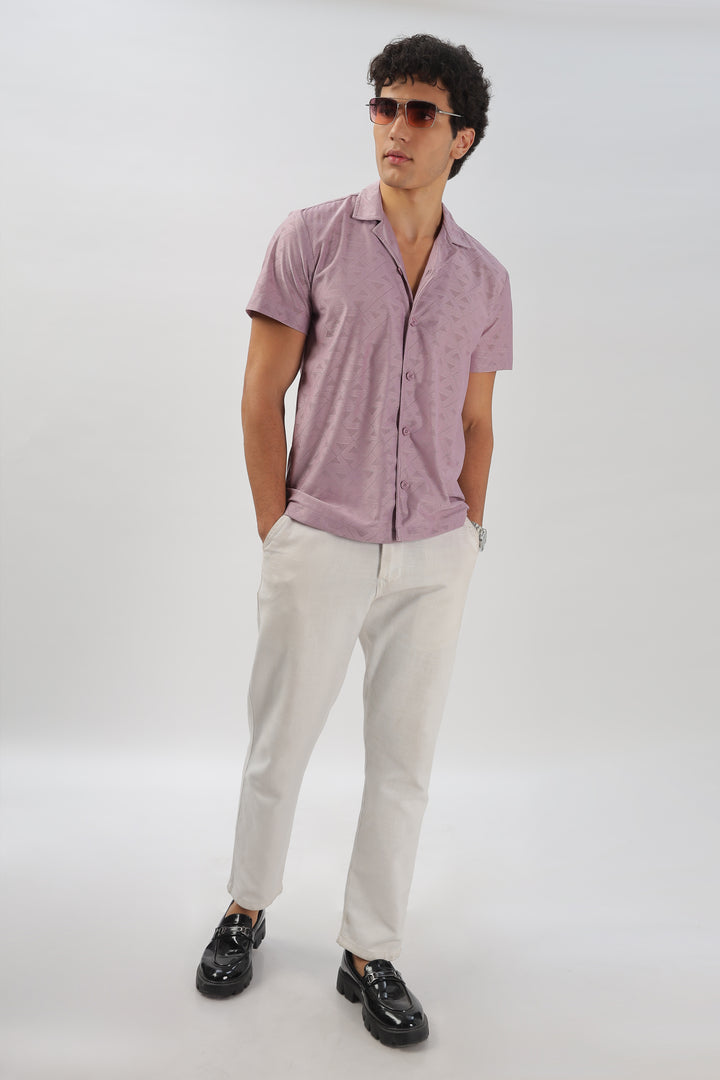 Dusty Lilac Textured Short-Sleeve Shirt