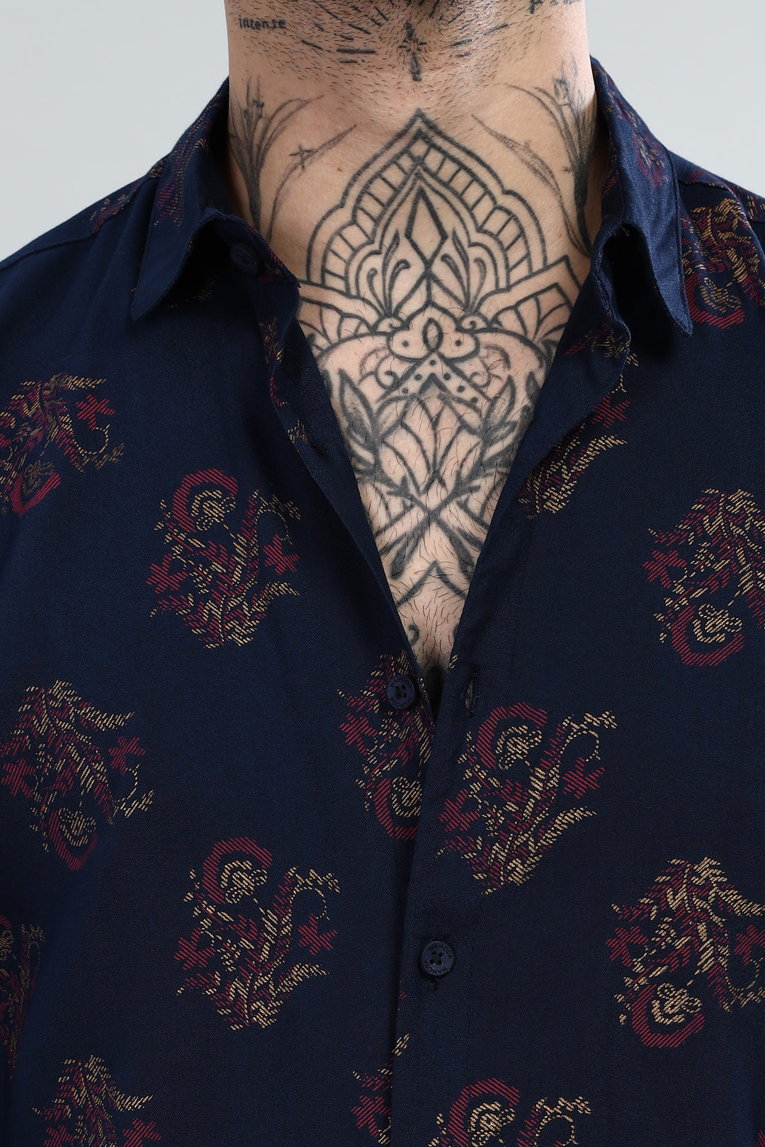 Navy Paisley Textured Shirt