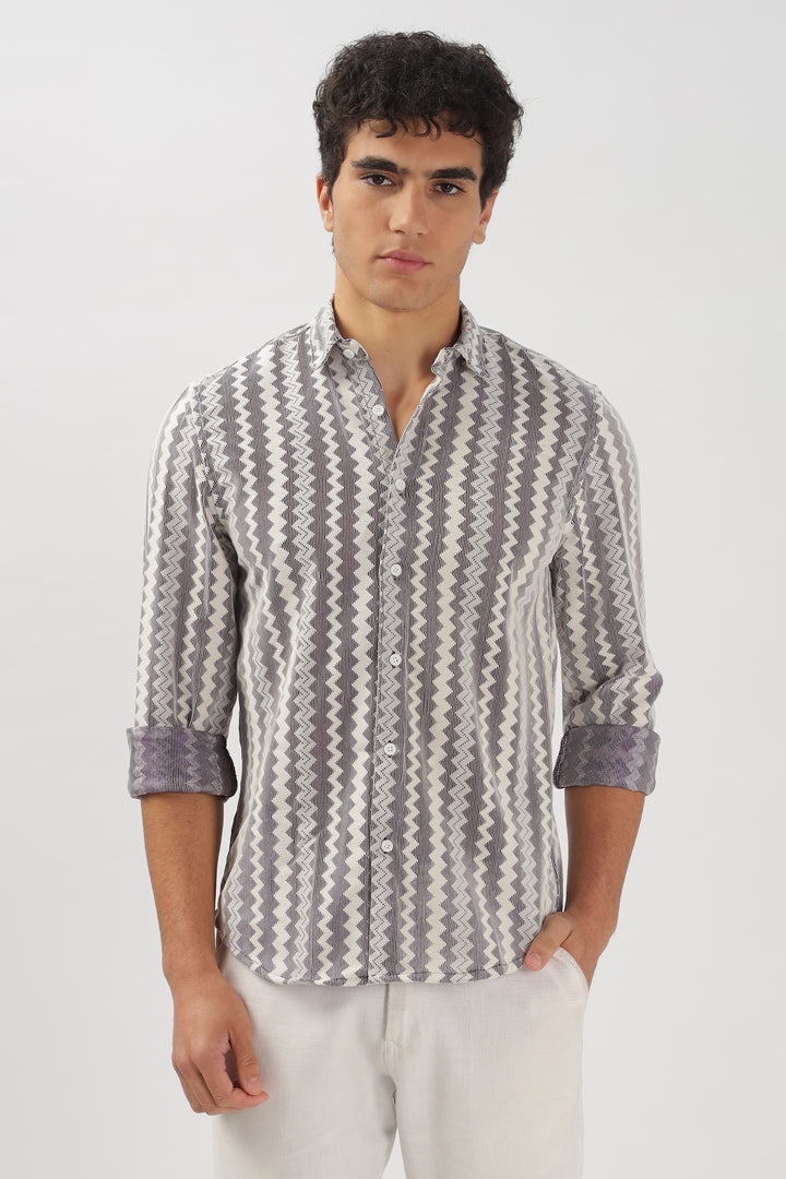 Textured Chevron Striped Shirt