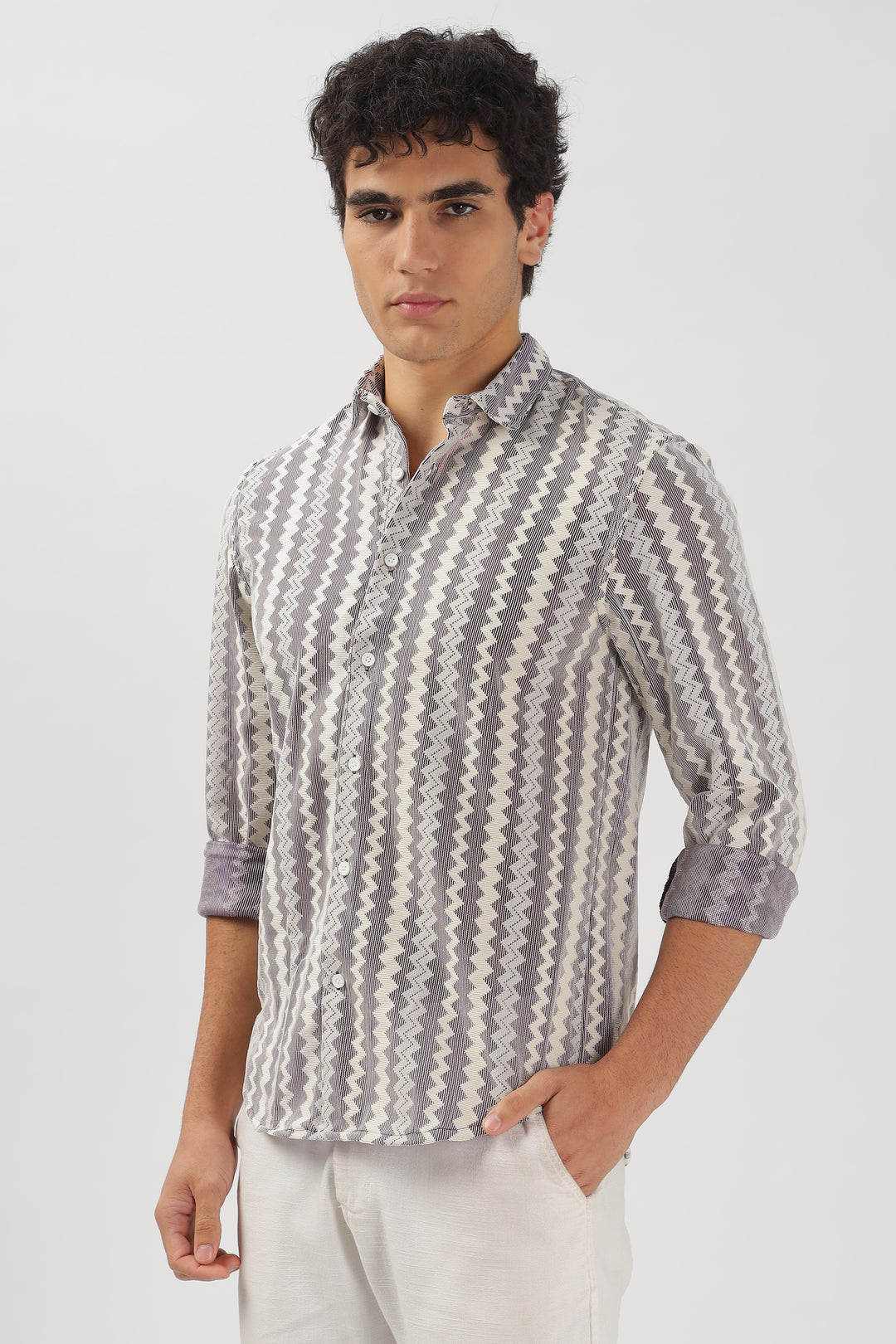 Textured Chevron Striped Shirt