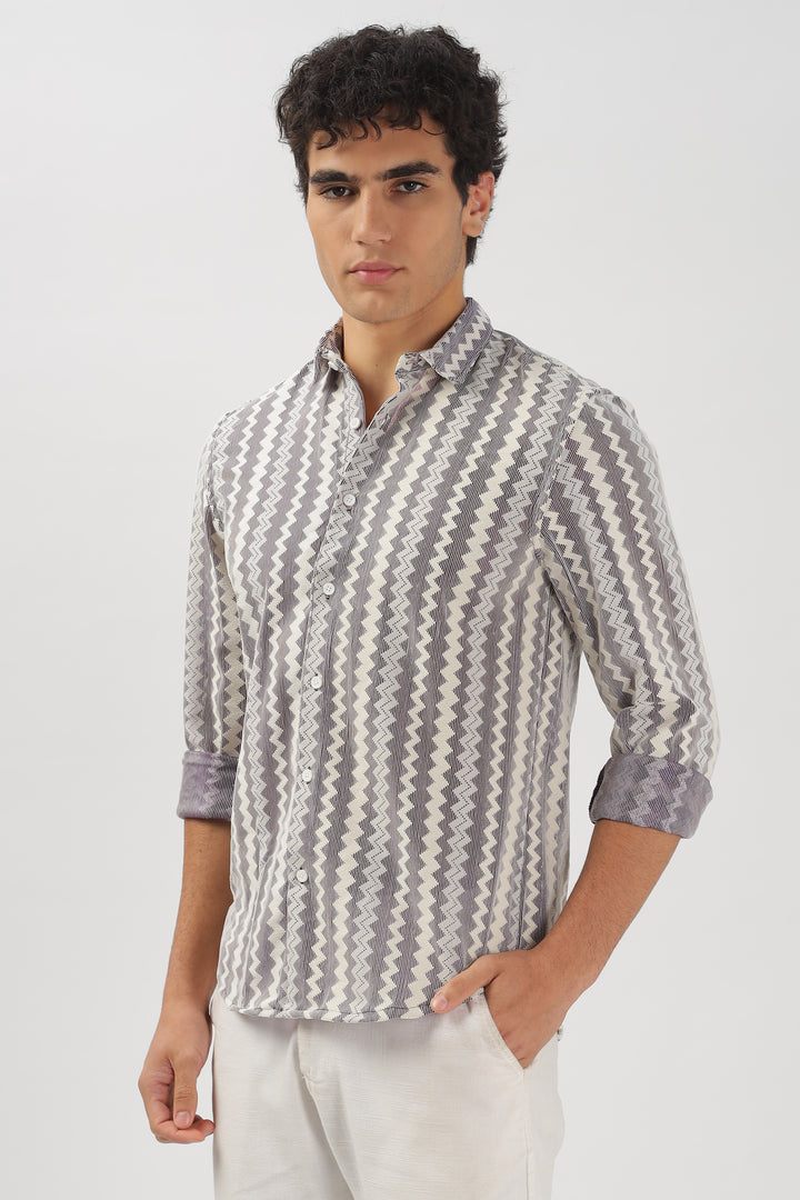 Textured Chevron Striped Shirt