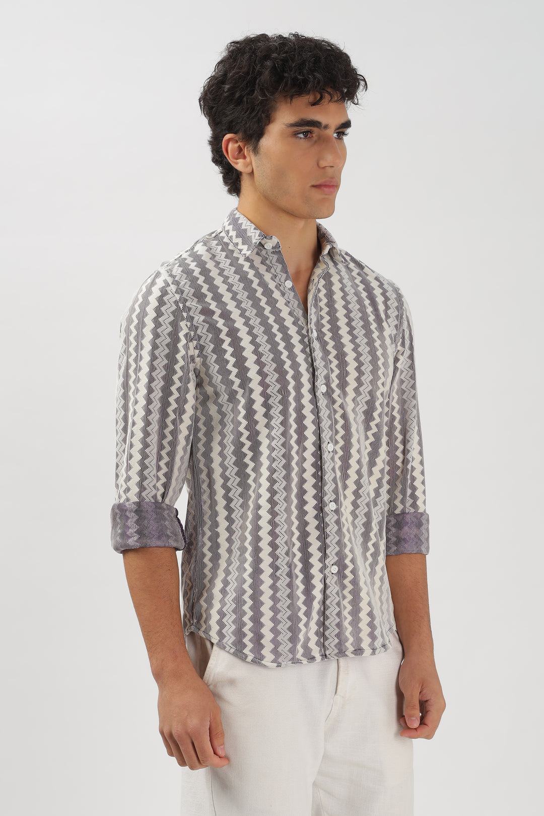 Textured Chevron Striped Shirt