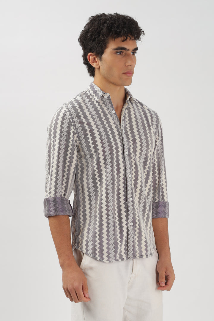 Textured Chevron Striped Shirt