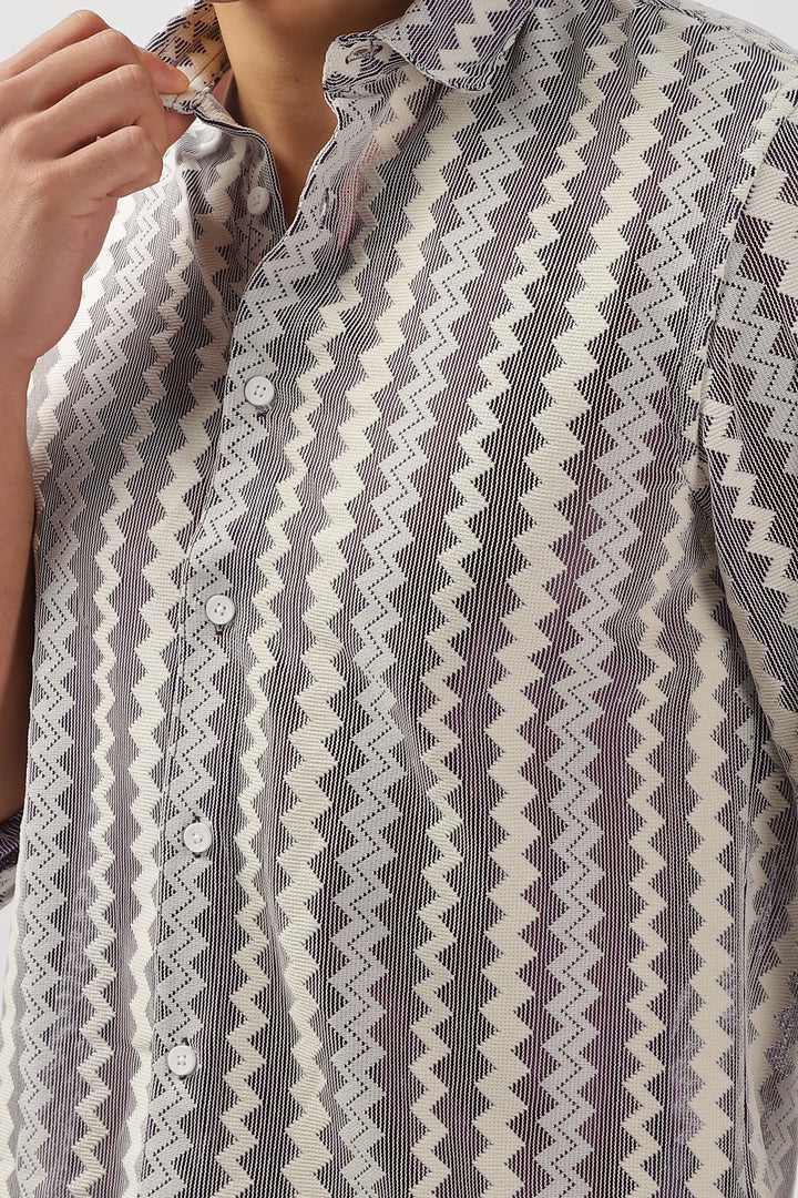 Textured Chevron Striped Shirt