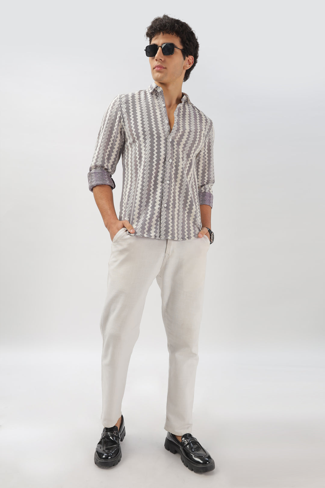 Textured Chevron Striped Shirt