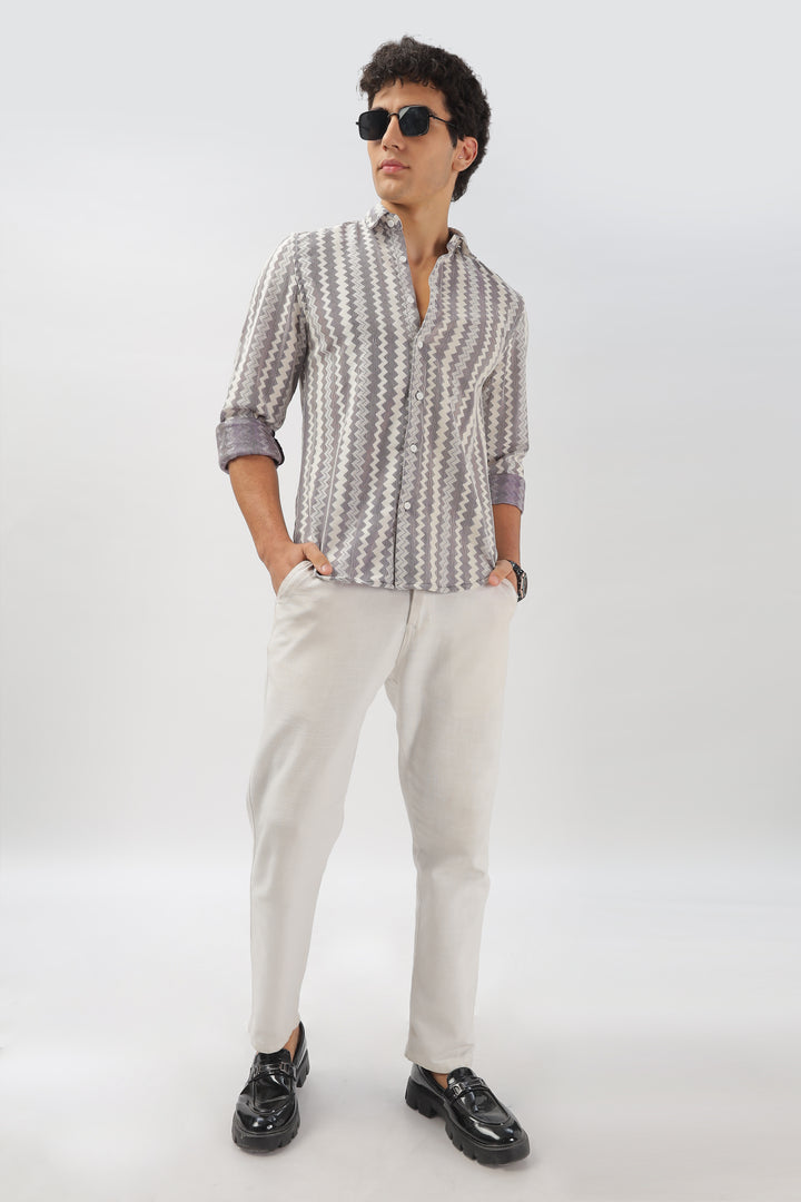 Textured Chevron Striped Shirt